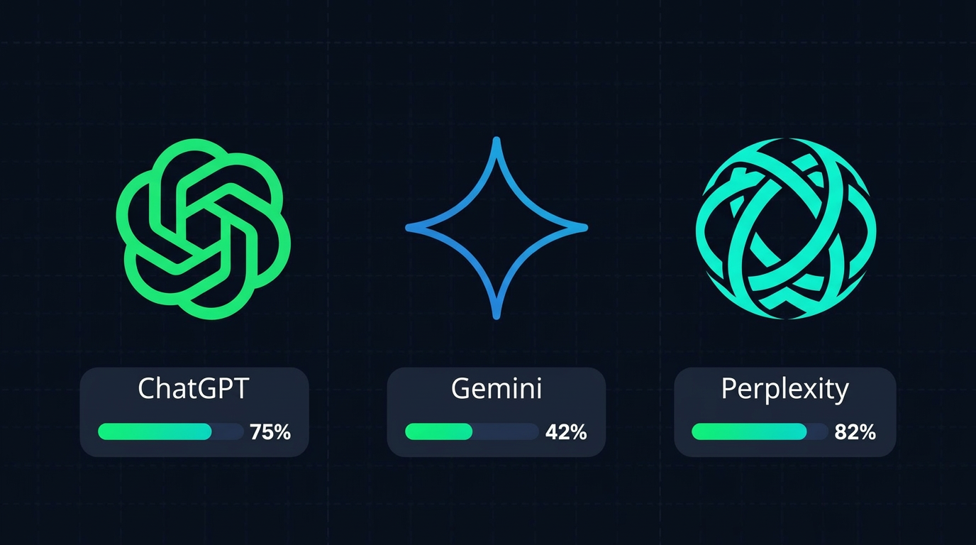 Comparativa de visibilidad de marca en ChatGPT, Gemini y Perplexity